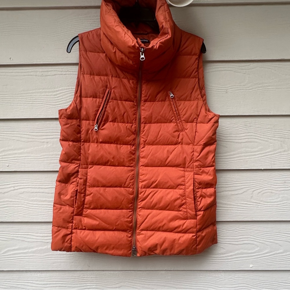 Eileen Fisher Down Vest Women's Small Burnt Orange Full Zip - Picture 1 of 9